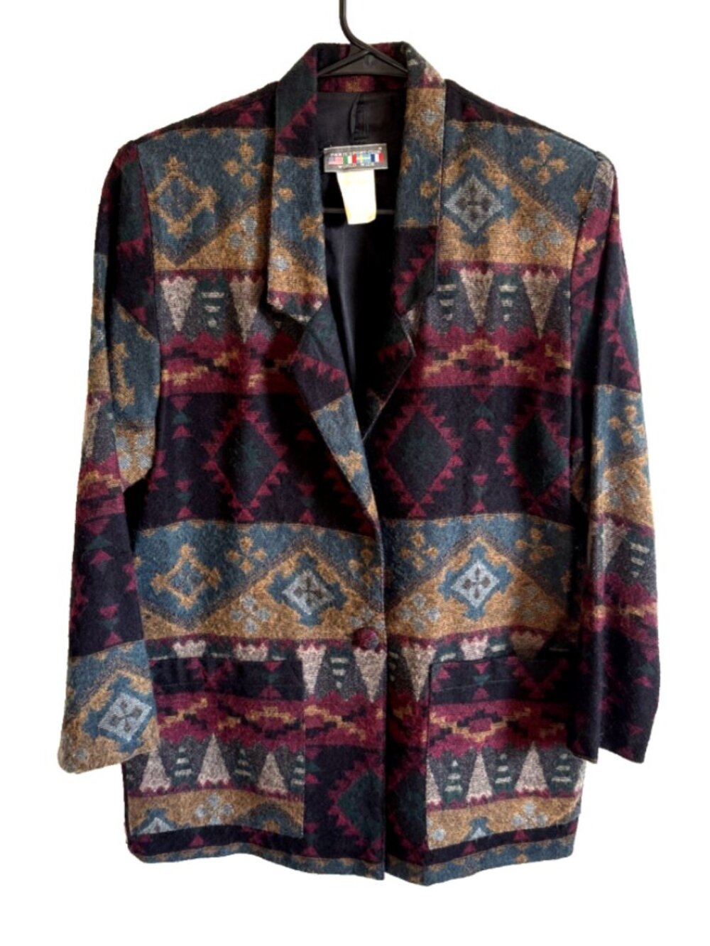 Paris Sports Club Southwestern Blazer Western Ranchwear Aztec Jacket Small